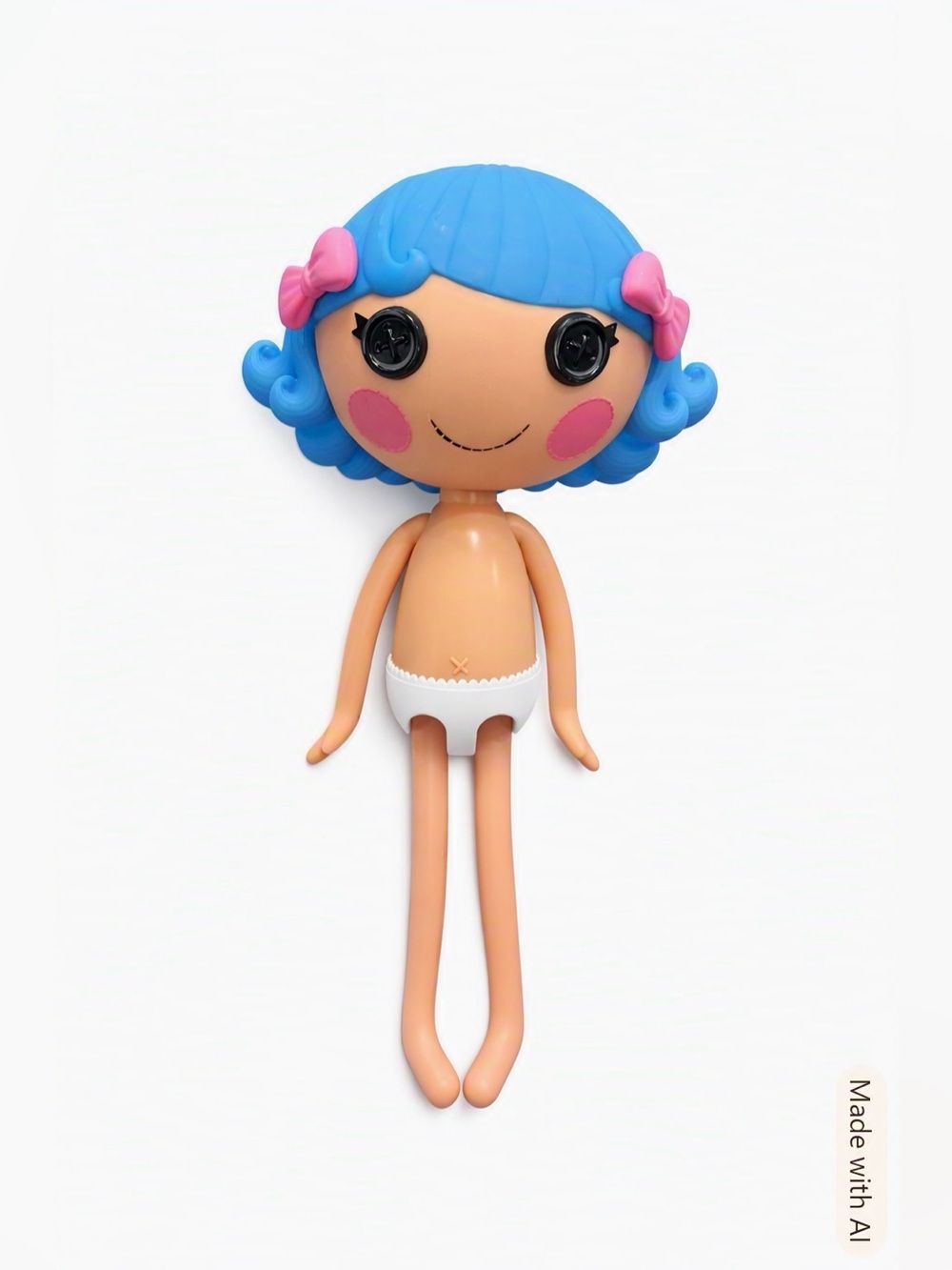 Lalaloopsy Rosy Bumps ’N Bruises 12" Doll Blue Hair Pink Bows MGA Nude